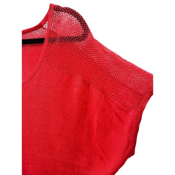 Victorias Secret Shirt Women Medium Pink Scoop Neck Linen Blend Mesh Dolman - Picture 2 of 7